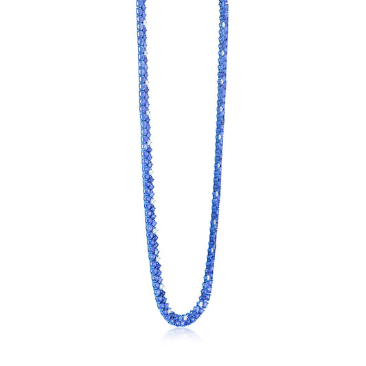 Necklace With Sapphire And Diamond In 18K Gold And Blue Rhodium
