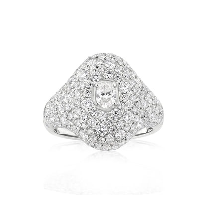18K White Gold White Diamond Cluster Ring