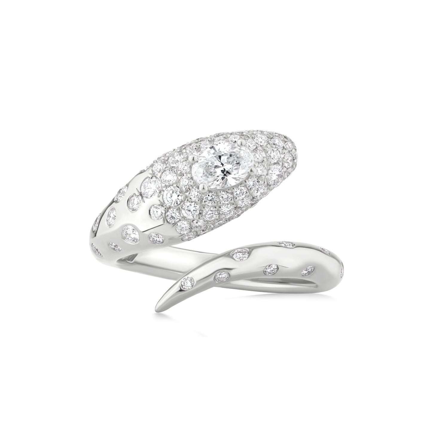 Ring With Diamond In 18K White Gold