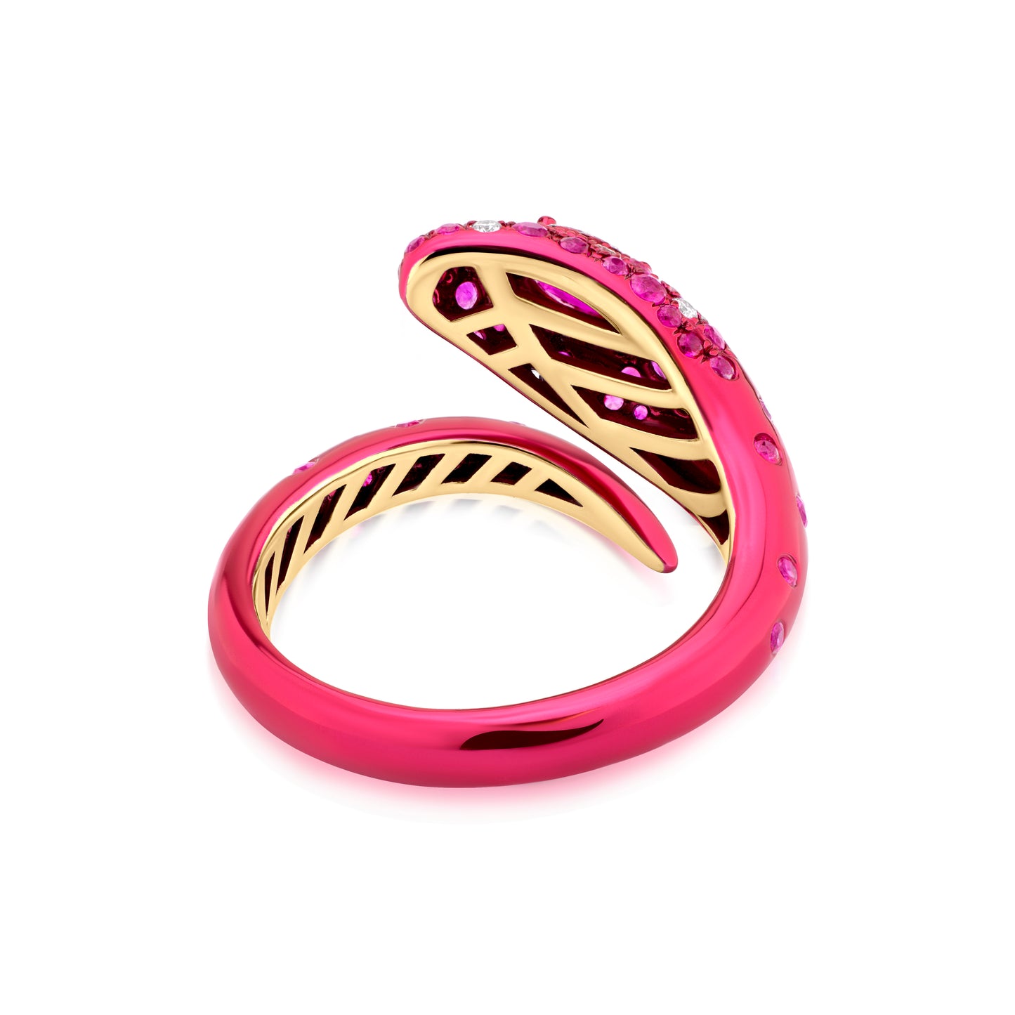 Ring With Ruby And Diamond In 18K Yellow Gold And Red Rhodium