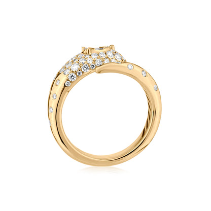 18K Yellow Gold Diamond Bypass Ring