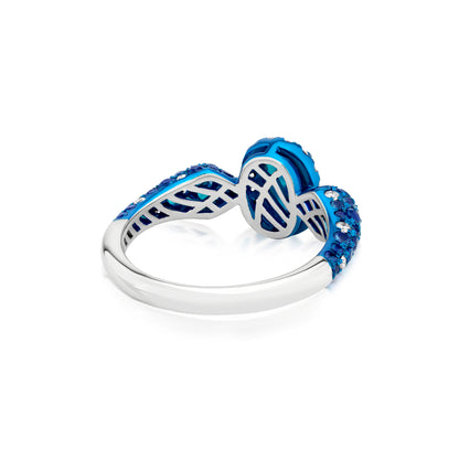 18K White Gold Diamond and Blue Sapphire Statement Ring