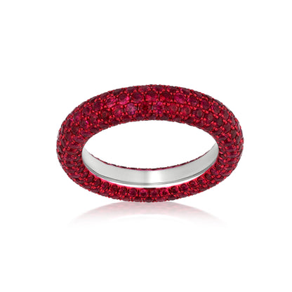 Ring With Ruby In 18K White Gold And Red Rhodium