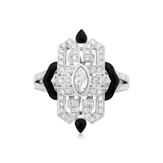 Fleur Ring With Diamond In 18K White Gold