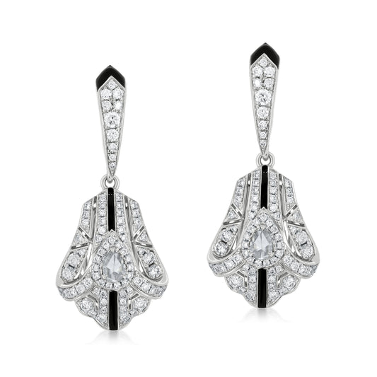 Fan Earring With Diamond In 18K White Gold