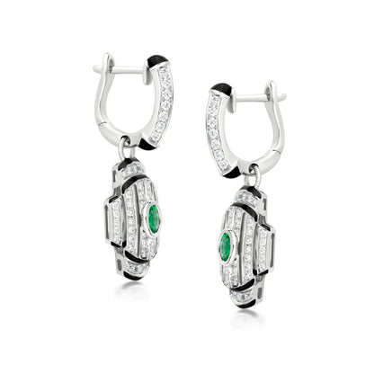 Radiate Earrings With Emerald And Diamond In 18K White Gold