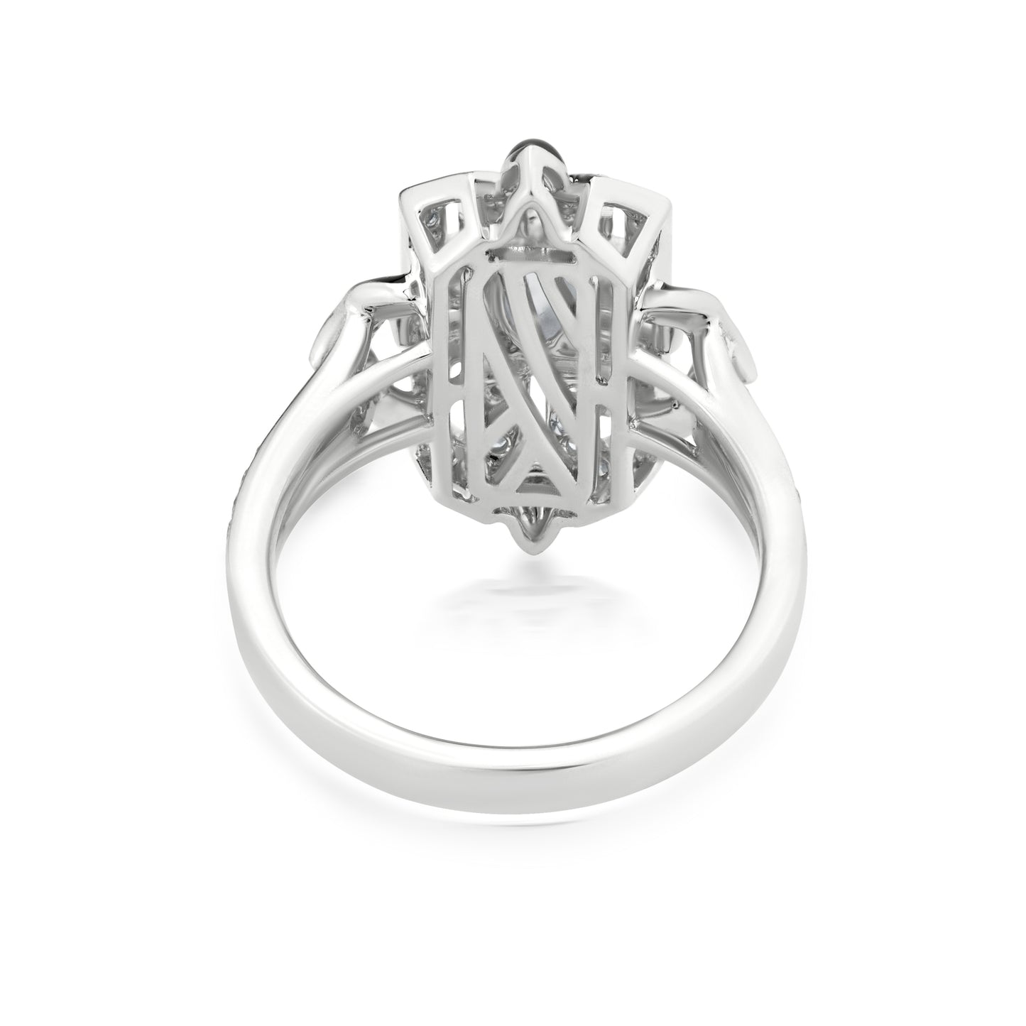 Fleur Ring With Diamond In 18K White Gold