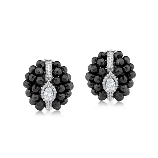 Bisected Cluster Earring With Diamond In 18K White Gold