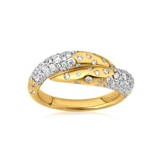 Pointed Wrap Ring With Diamond In 18K Yellow And White Gold