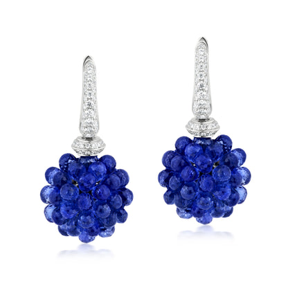 Small Cluster Earring With Sapphire And Diamond In 18K White Gold