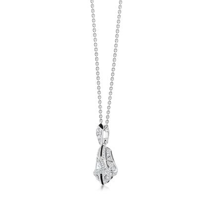 Fan Necklace With Diamond In 18K White Gold