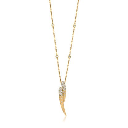 Dual Point Pendant Necklace With Diamond In 18K Yellow Gold