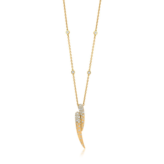 Dual Point Pendant Necklace With Diamond In 18K Yellow Gold