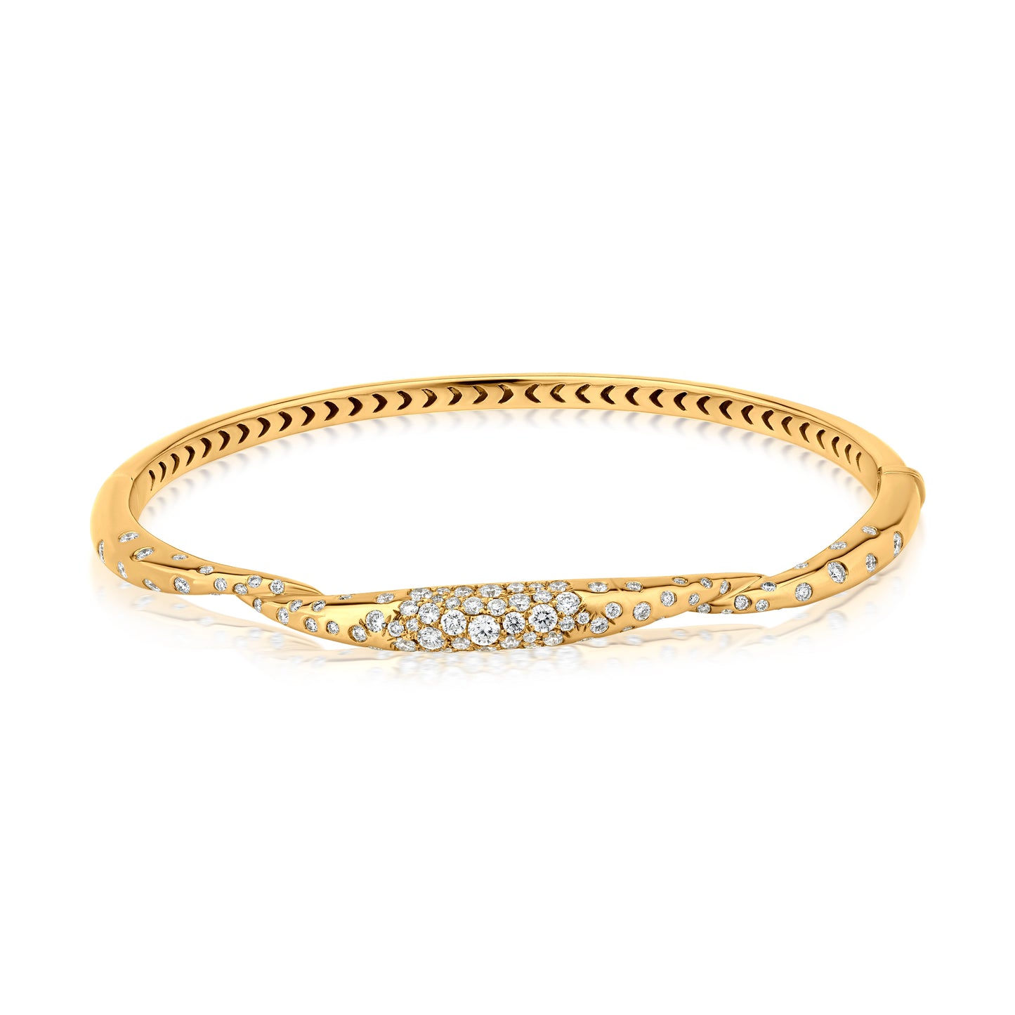 Twist Bangle With Diamond In 18K Yellow Gold