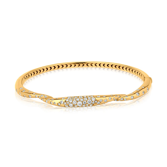 Twist Bangle With Diamond In 18K Yellow Gold