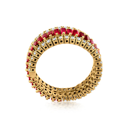 Spiral Ring With Ruby And Diamond In 18K Gold