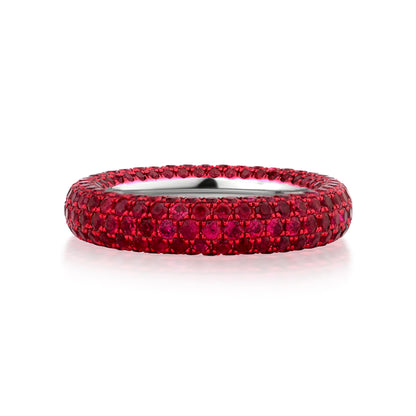 Ring With Ruby In 18K White Gold And Red Rhodium