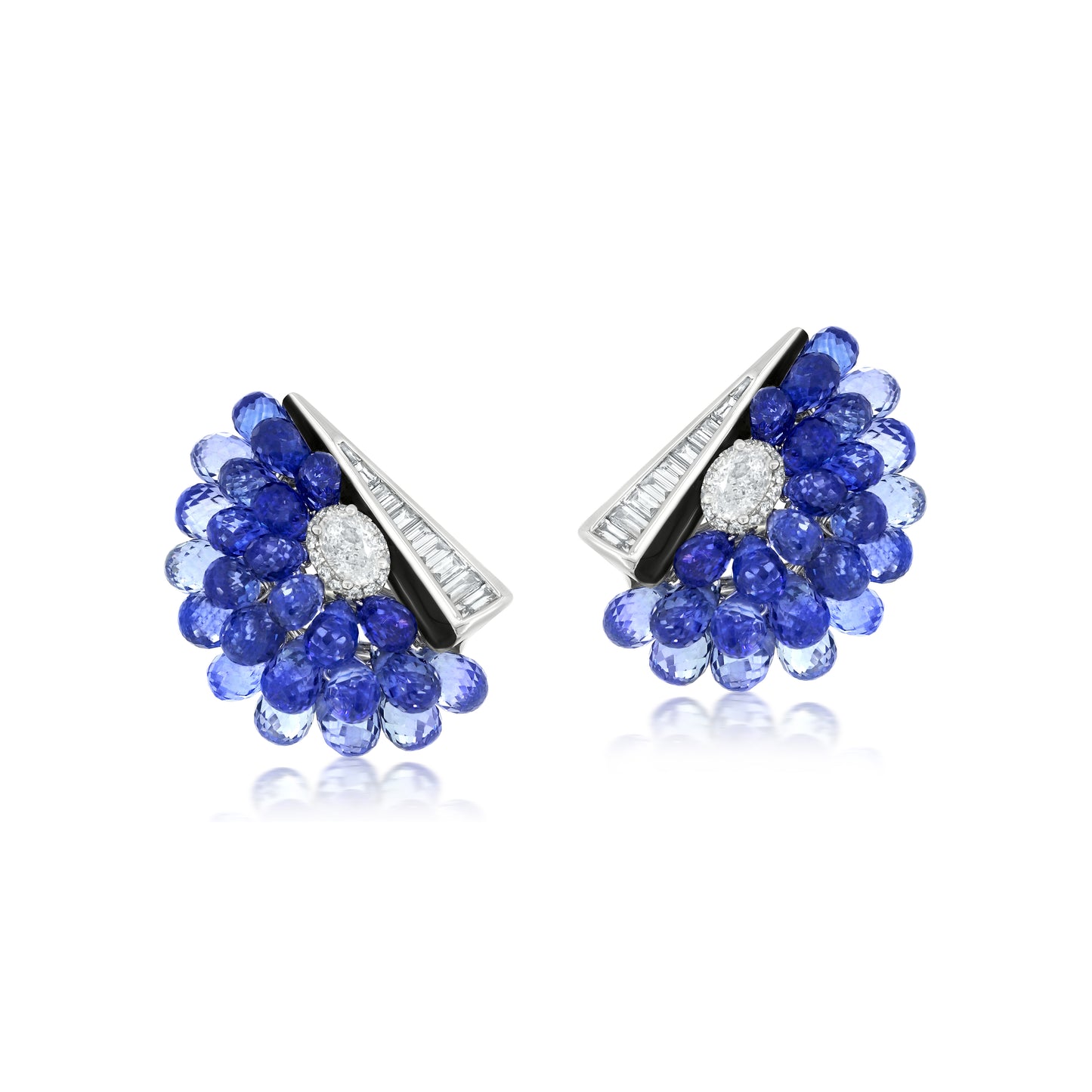 Hemisphere Cluster Earring With Sapphire And Diamond In 18K White Gold