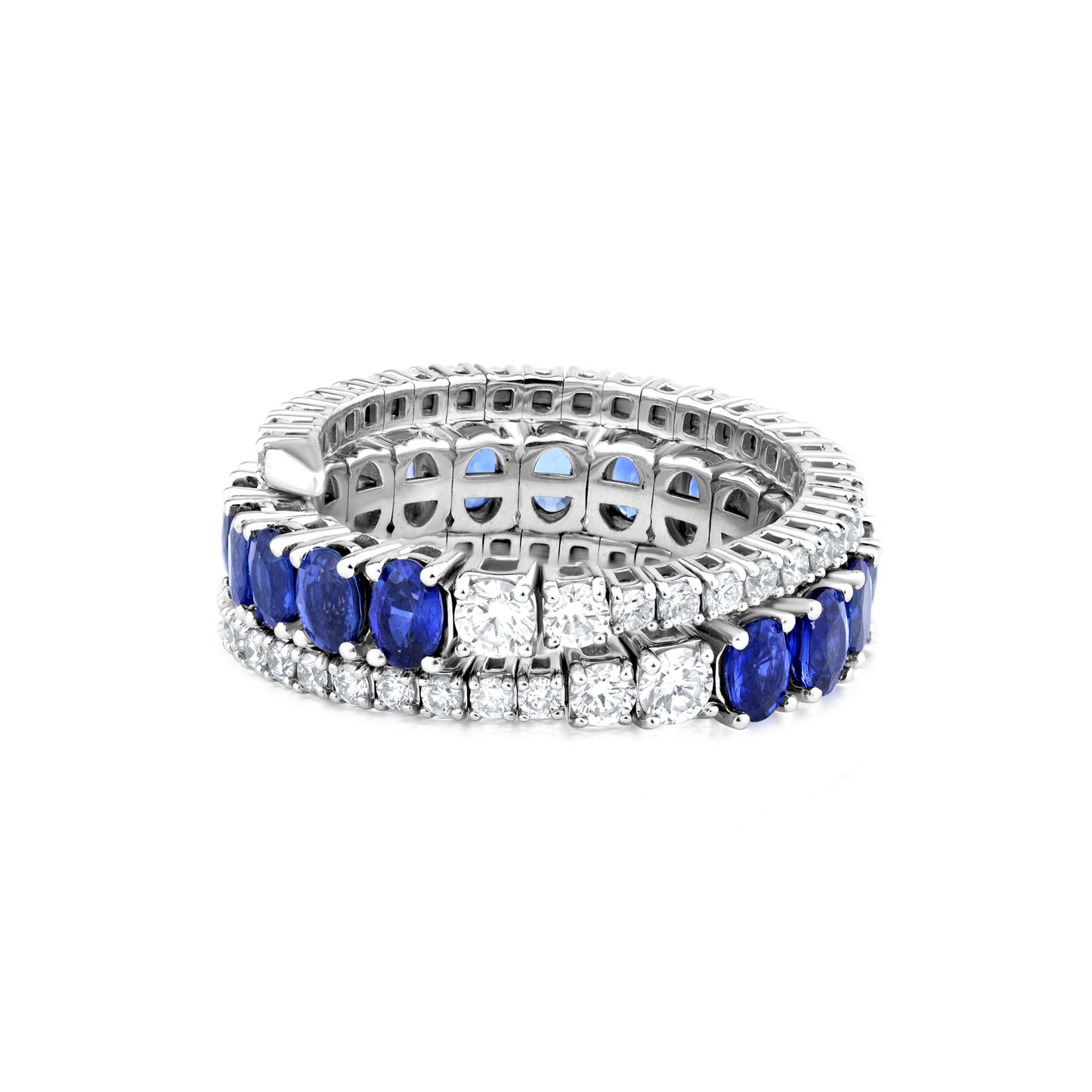 Spiral Ring With Sapphire And Diamond In 18K White Gold