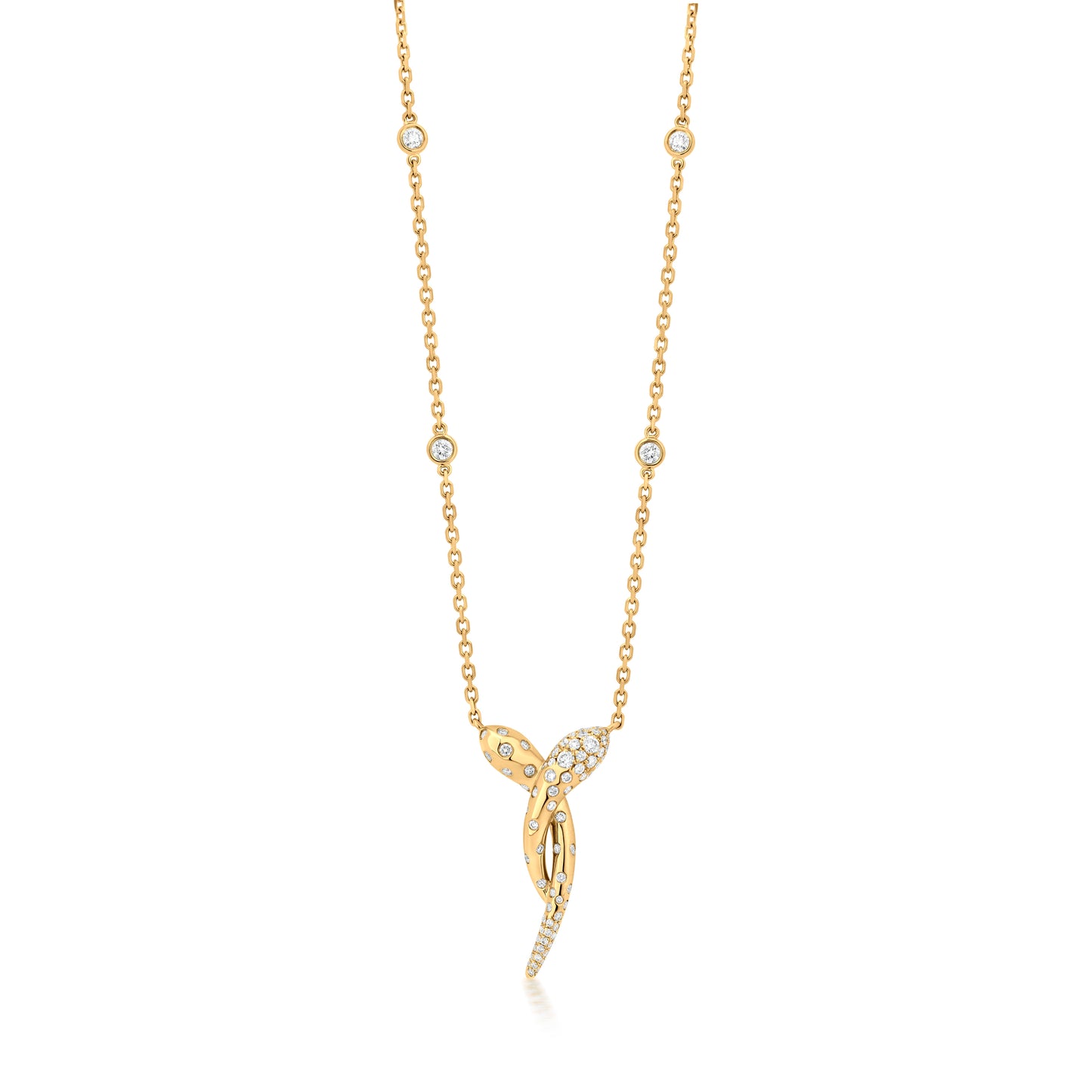 Twist Wrap Necklace With Diamond In 18K Yellow Gold