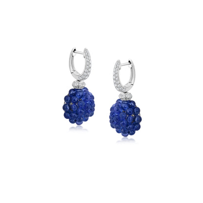 Small Cluster Earring With Sapphire And Diamond In 18K White Gold