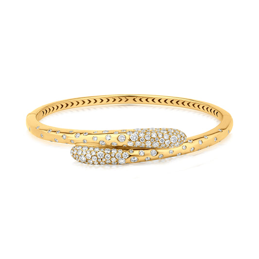 Wrap Bangle With Diamond In 18K Yellow Gold