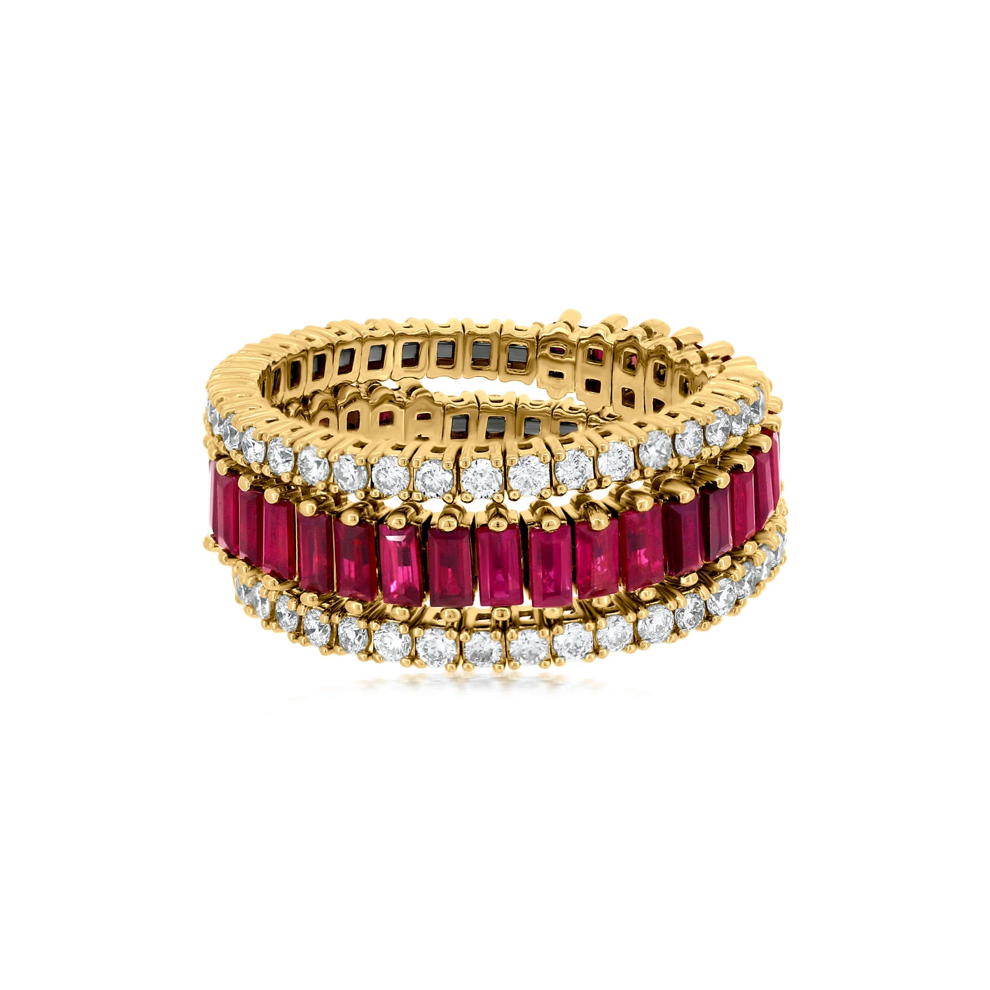 Spiral Ring With Ruby And Diamond In 18K Gold