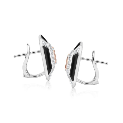 Rectangular Earring With Morganite And Diamond In 18K White Gold